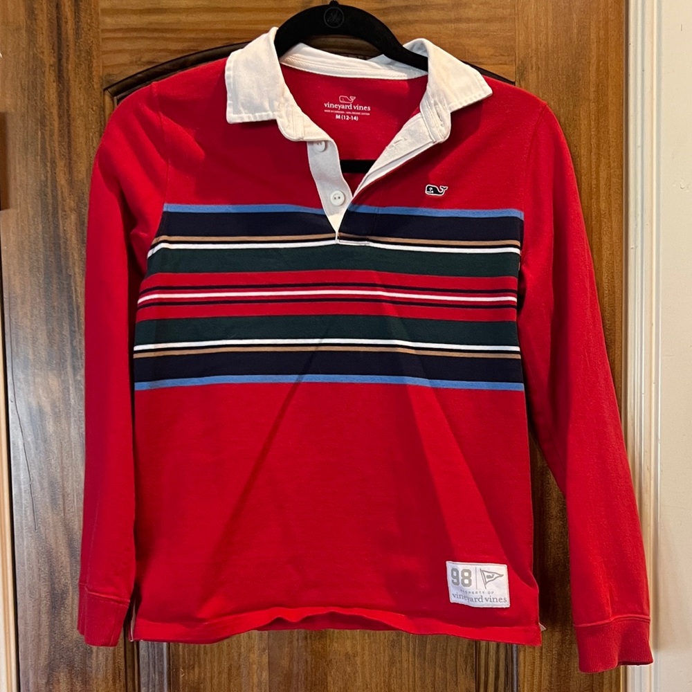 Vineyard Vines Red and Blue Striped Polo Shirt